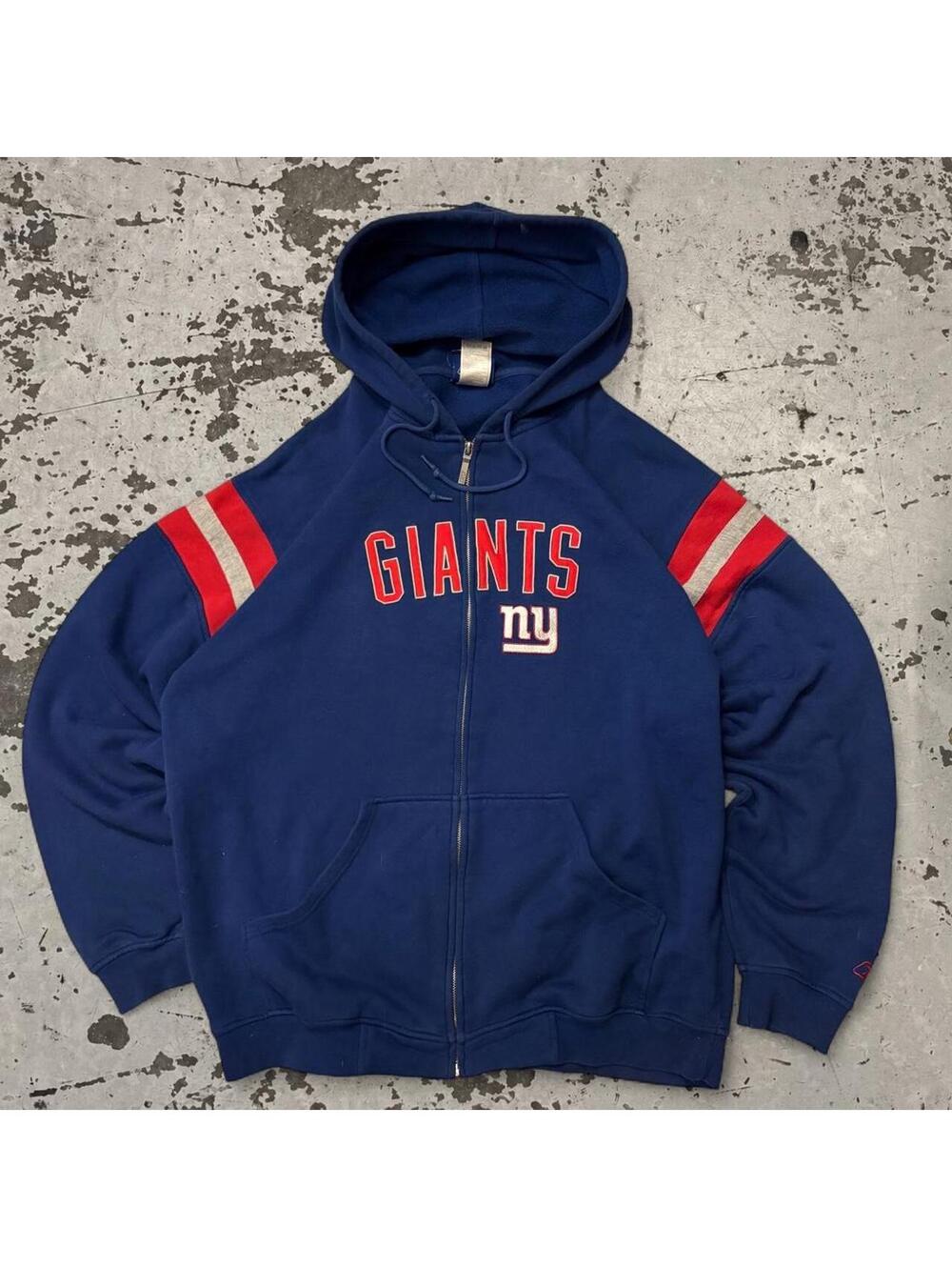 Mens Vintage Y2K New York Giants Zip Up Hoodie Size L